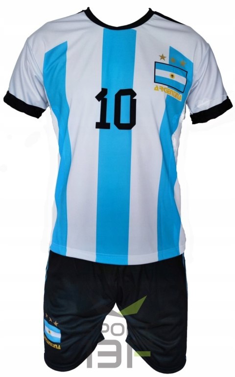 MESSI komplet strój piłkarski ARGENTYNA - r + ochraniacze