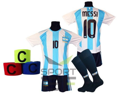 MESSI komplet strój piłkarski ARGENTYNA - r + opaska