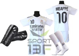 Strój Piłkarski MBAPPE biały koszulka spodenki getry + ochraniacze