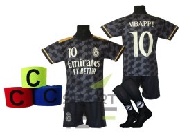 Strój Piłkarski MBAPPE czarny koszulka spodenki getry + opaska - r.