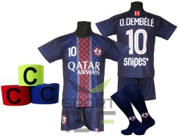 Strój piłkarski dla dzieci DEMBELE + getry + opaska - rozmiar